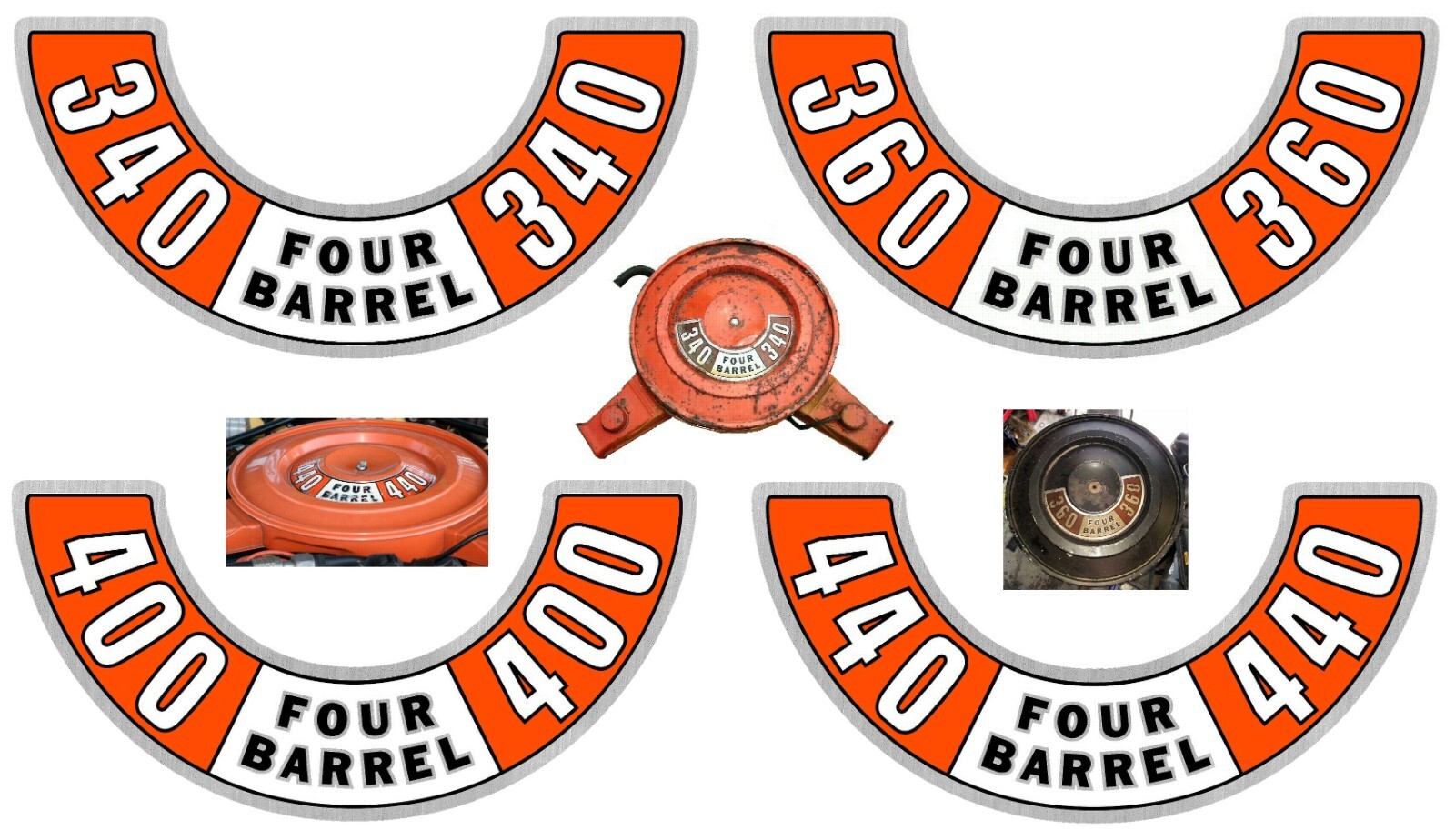72 73 74 72-79 Mopar 360 Four Barrel Air Cleaner Decal BEST Available Like NOS