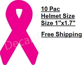 Helmet Breast Cancer Pink Ribbons 10 Pac 10% is Donated To Fight 1″ x 1.7″ p294
