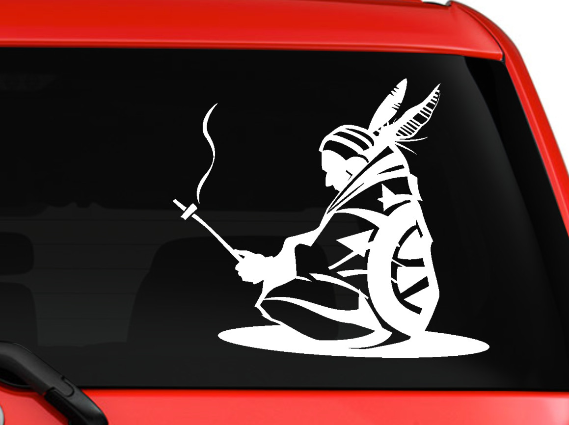 Nice Silhouette Native American Chief on car Truck SUV Laptop 6″ White