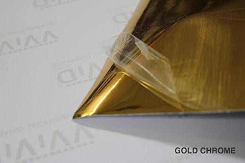 VViViD Gold Mirror Chrome Vinyl Car Wrap Self-Adhesive Film Decal (1ft x 5ft)