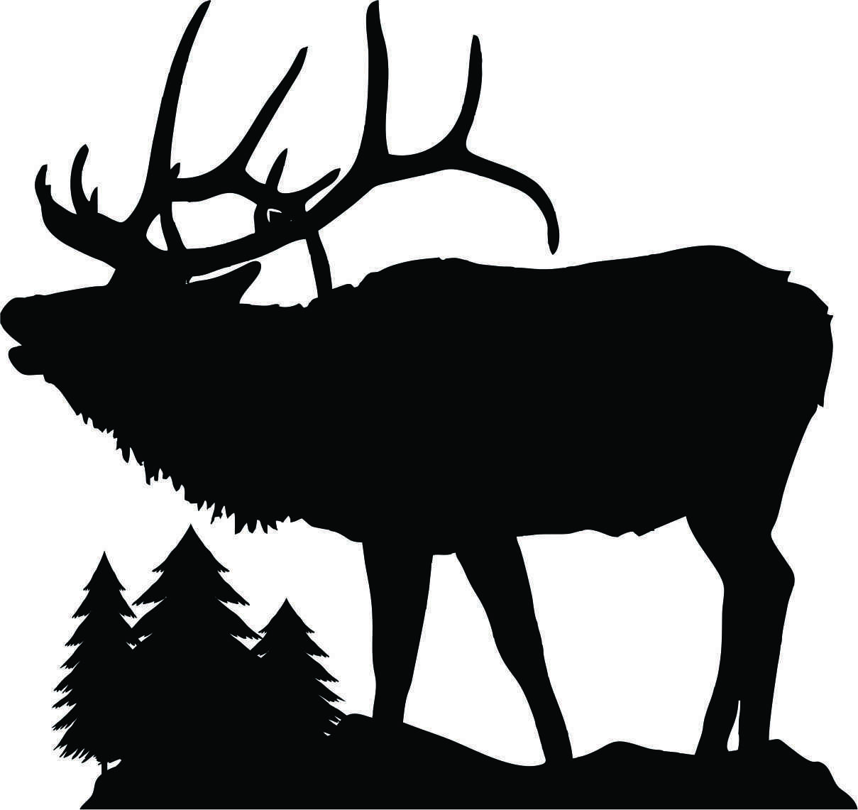 Elk Scene Silhouette Wildlife Decal #2 11″ x 10.50″ LARGE WHITE