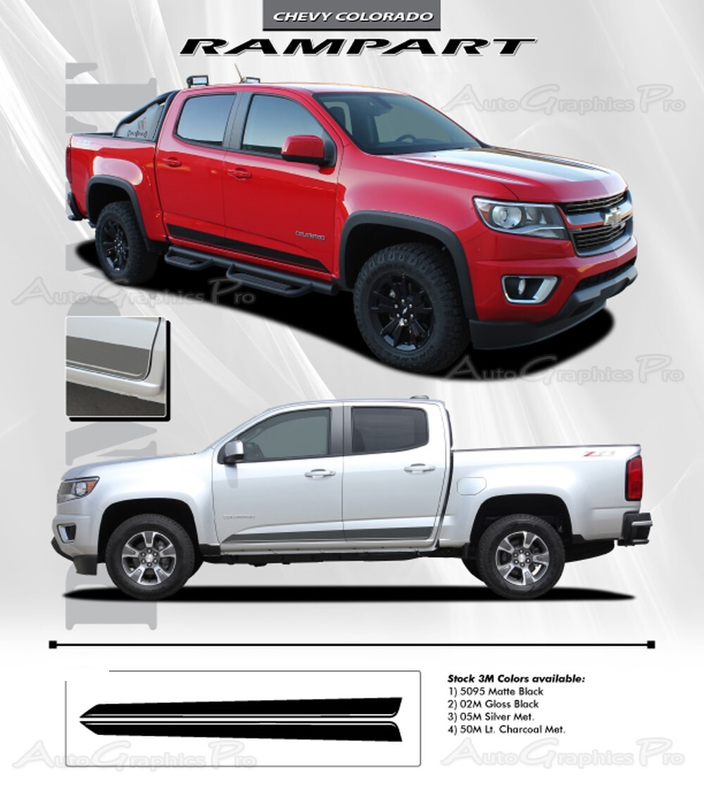 Rocker Panel Accent Vinyl Graphic RAMPART Decals Stripe 2015-2022 Chevy Colorado