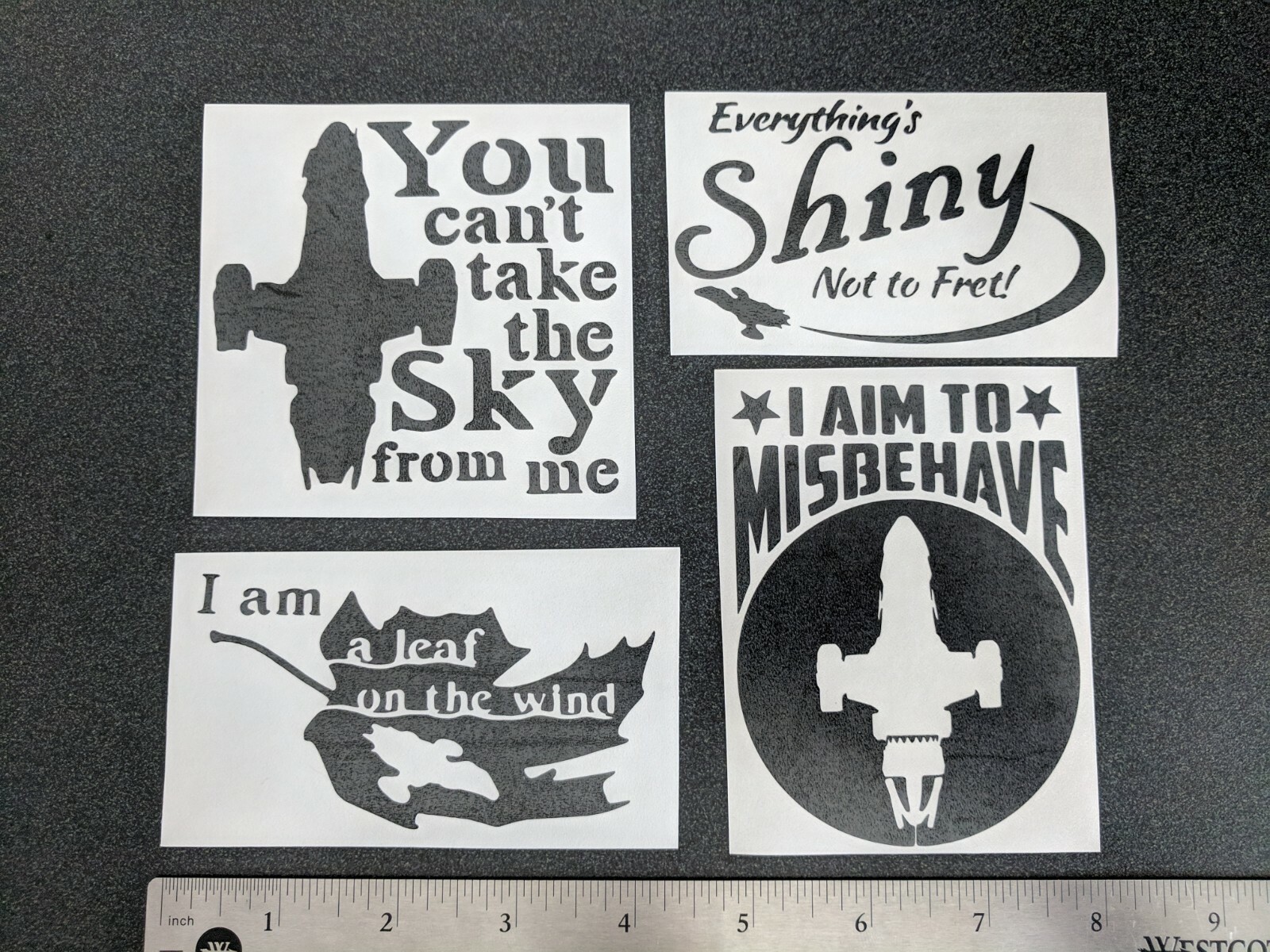 Firefly Inspired Quotes Decal 4Pack: I am a leaf on the wind, I aim to misbehave
