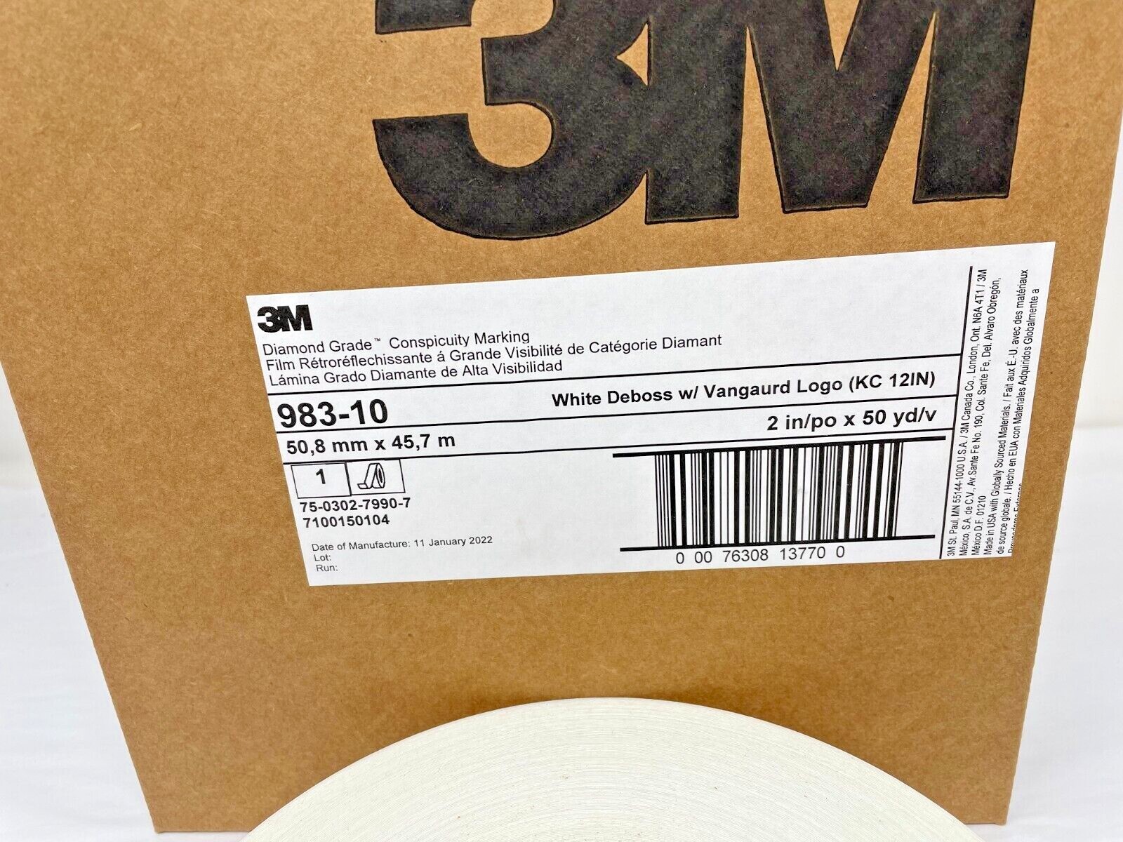 3M 67537 Diamond Grade Conspicuity Marking Roll Pre-Cut 12″ 983-10 (2″ x 150′)