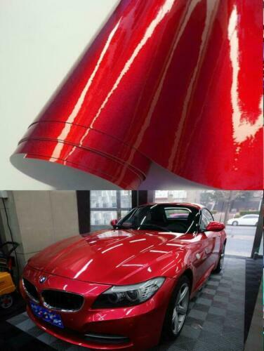 Full Car Wrap 50FT x 5FT Red Metallic Glossy Vinyl Graphics Decal Bubbles Free