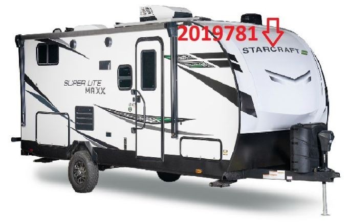 DECAL FOR RV, DECAL,DC #34 FR “STARCRAFT” 4.45X67.25 BLK/WHT (F)