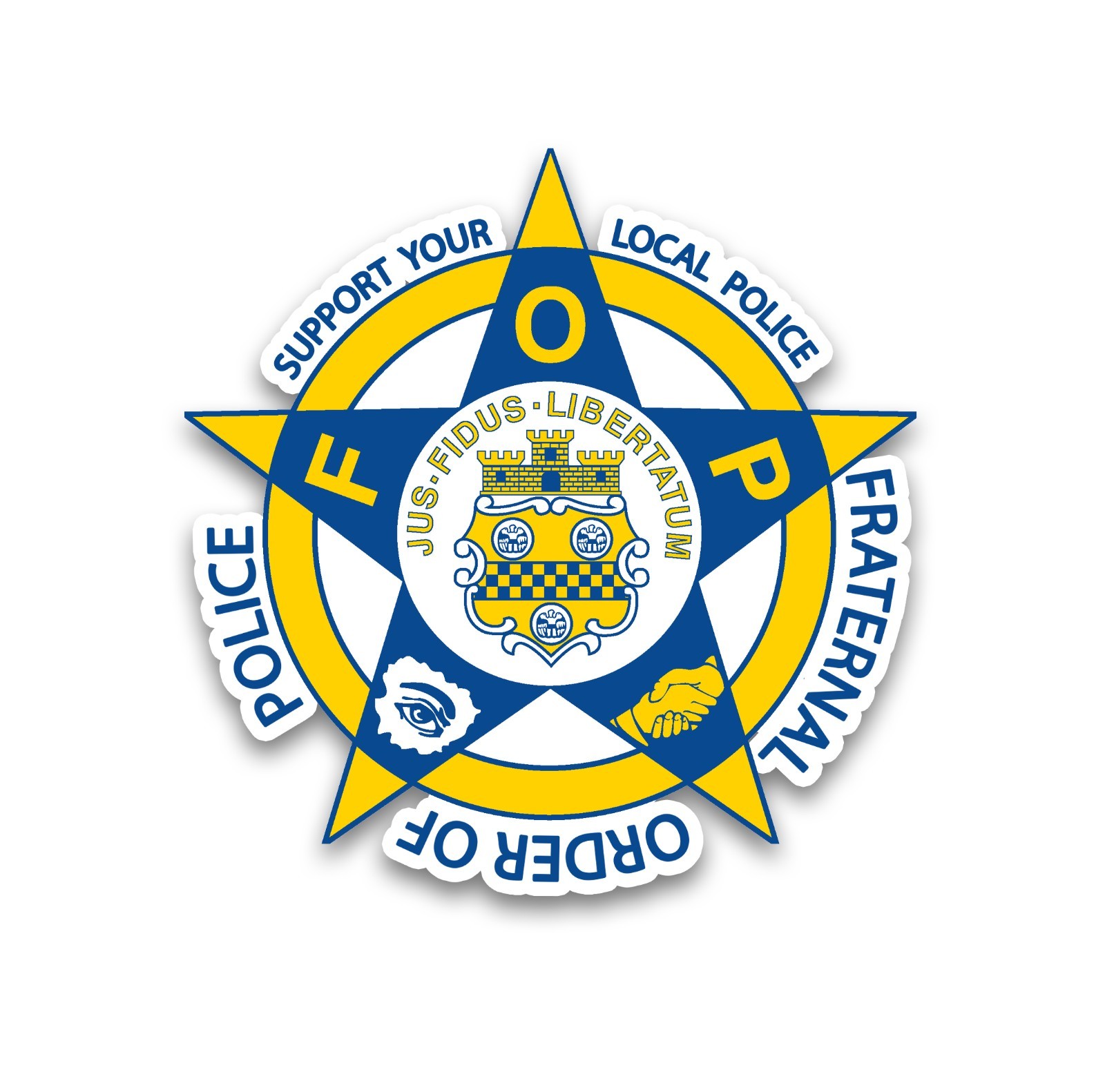 4 in Fraternal Order Of Police Star Decal Supporter FOP PBA State Trooper Cops
