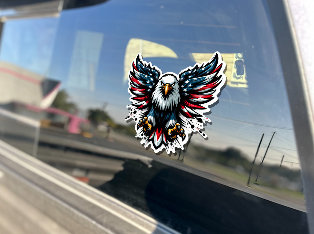 American Flag Eagle Wings Decal Sticker Patriotic USA Bald Eagle Car Truck