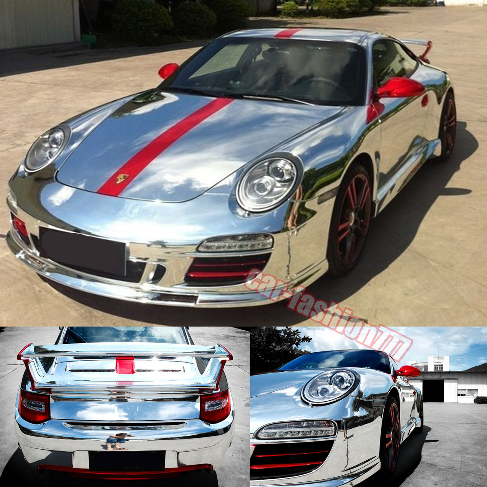 Stretch Silver Mirror Chrome Wrap Metal Car Vinyl Reflective Sticker Air Free US