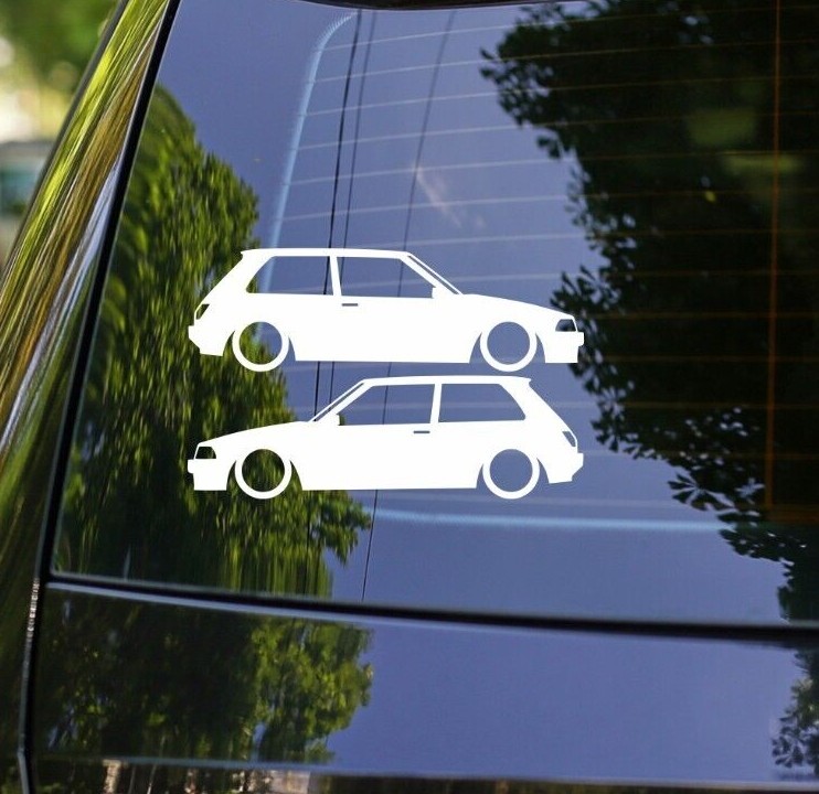 2x Lowered Car Decal Stickers for Toyota Corolla AE82 3-door GT FX16 GTI 16