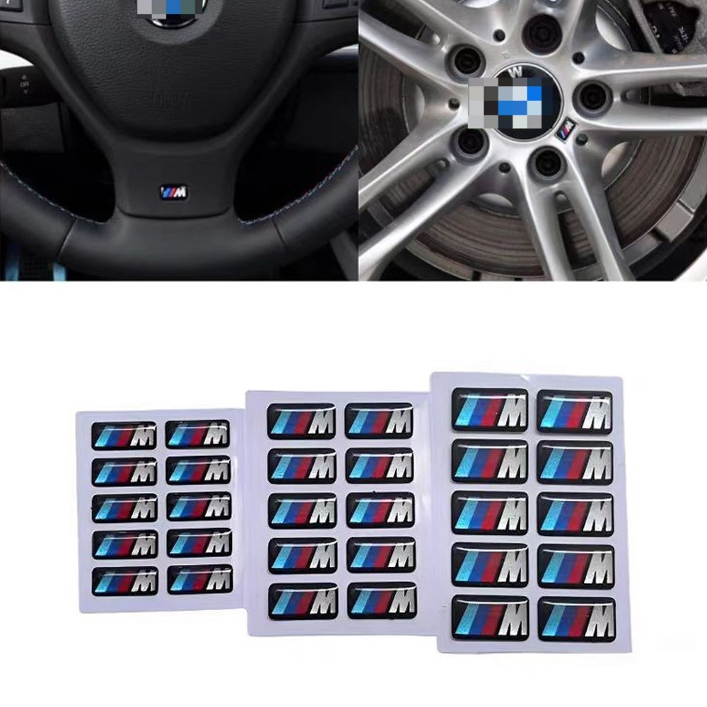 17mm X 9mm/ 11mm X 19mm/ 7mm X 16mm FOR BMW WHEEL M BADGE STICKER EMBLEM DECAL