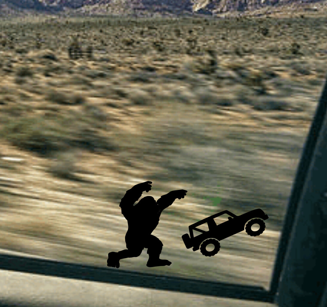 Bigfoot Vehicle 2 Door For Windshield decal Easter Egg You Pick Color