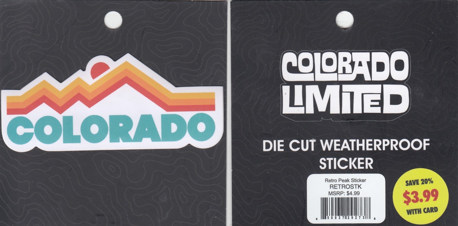 New Colorado Limited Weatherproof Sticker Decal – Retro Peak Mountains Sun