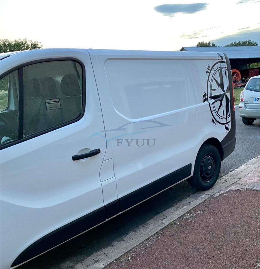Universal Car Van Trailer Body Vinyl Sticker Compass Totem Decal Black 73x125cm
