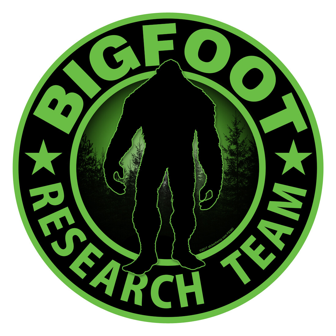 REFLECTIVE Bigfoot Research Team GREEN – Sticker – 4″ x 4″ FS380-REF