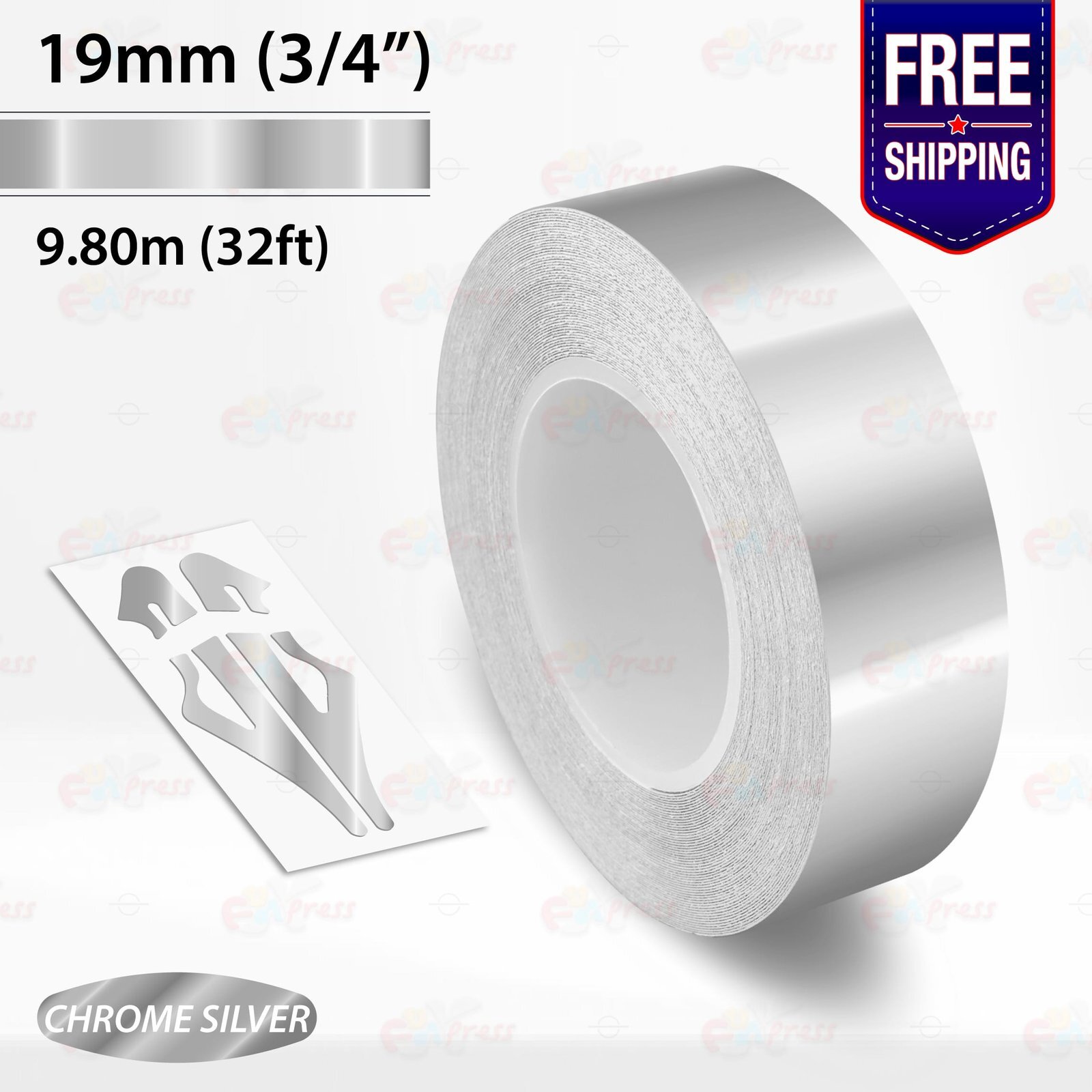 CHROME SILVER 3/4″ PIN STRIPE Car Model Motorcycle Decal TAPE Vinyl Sticker 19mm
