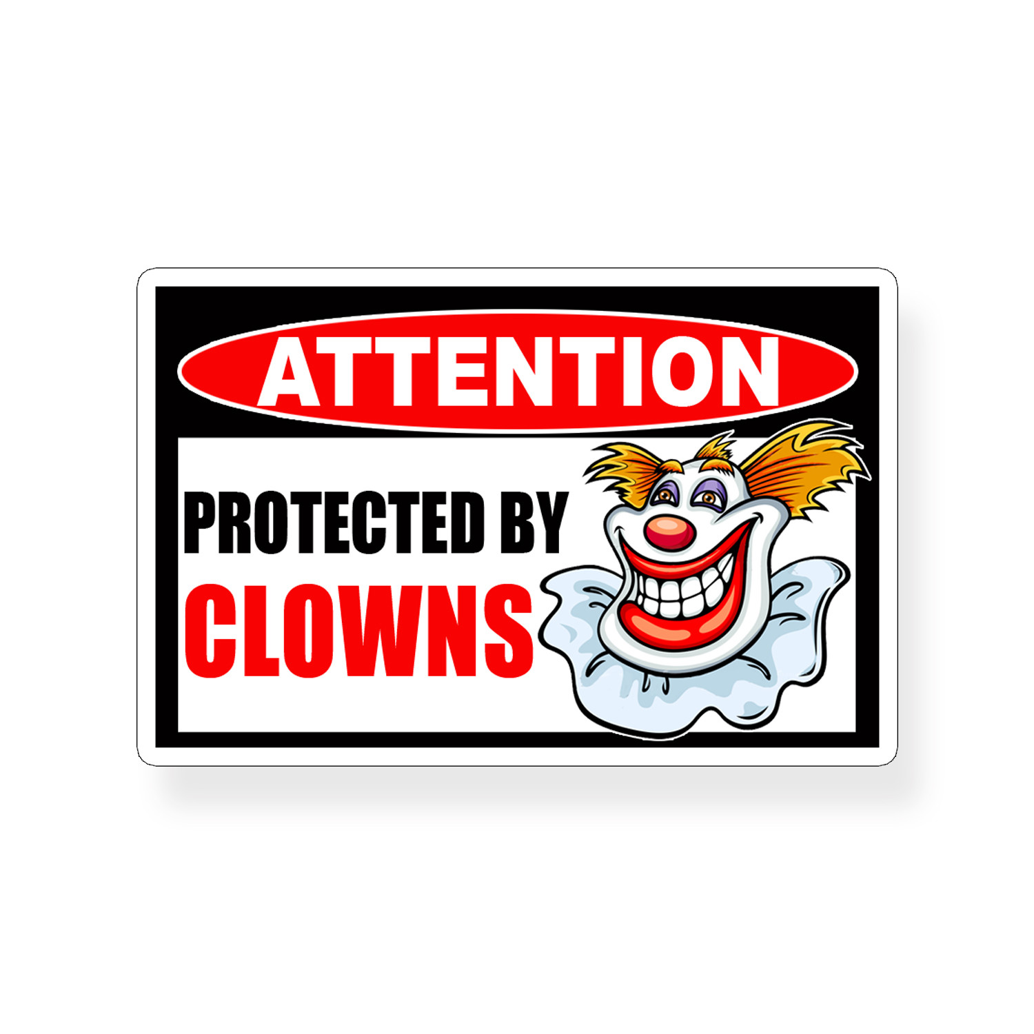 Funny Protected by Clown Sticker Prank Cup Cooler Car Laptop Window Bumper Decal
