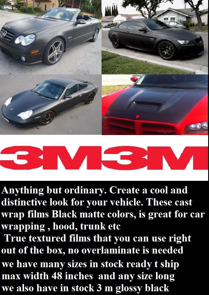 4ft x 20ft Black Matte 3M ScotchCal Graphic Vinyl Film Sheet Wrap 3M