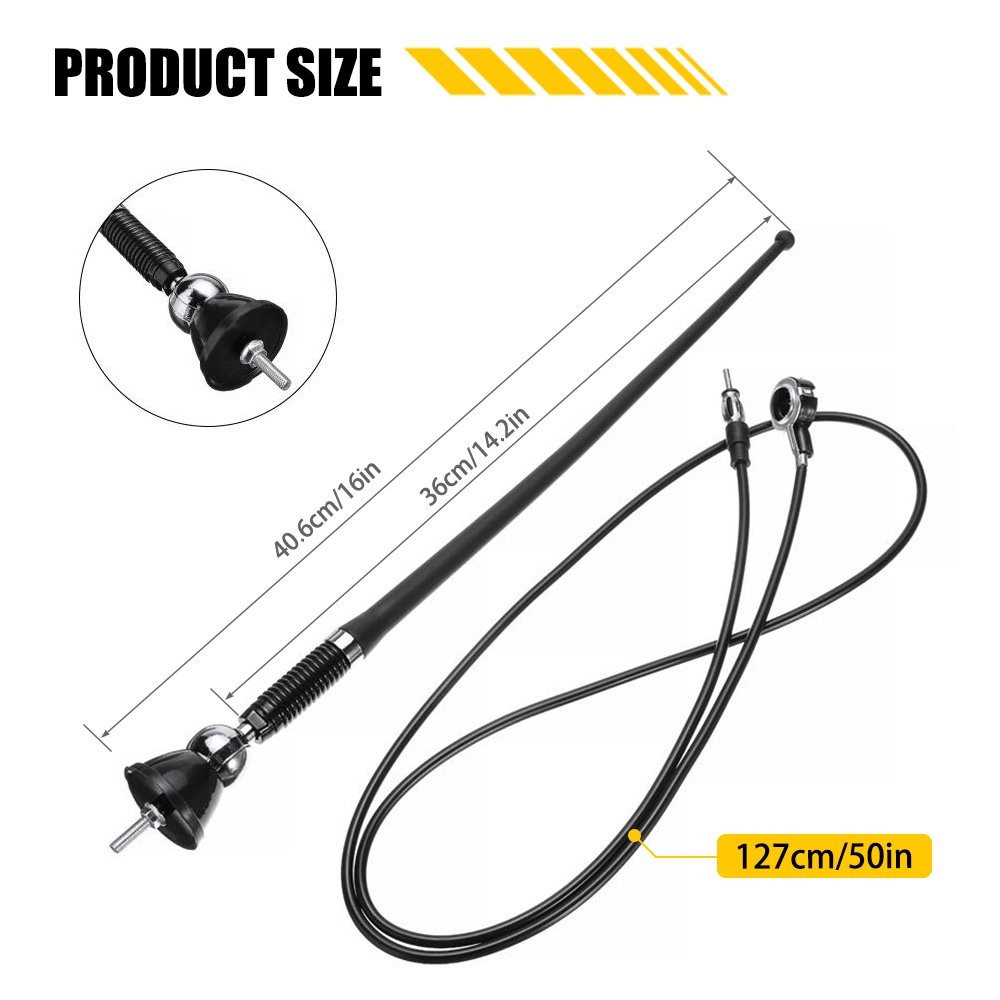 16″ Roof Fender Car Auto Stereo FM & AM Radio Amplified Signal Antenna Un A
