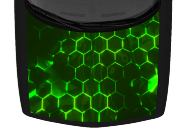 Glowing Lime Green Hexagon Pattern Truck Hood Wrap Vinyl Car Graphic Decal