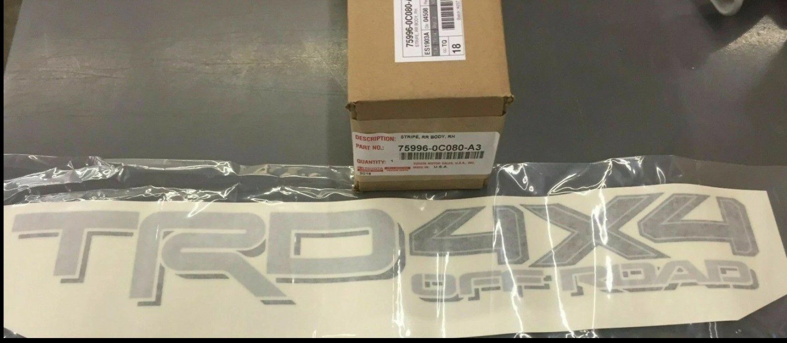 OEM TOYOTA Tacoma TRD 4X4 Off Road Bedside Decal Silver/Gray 75996-0C080-A3