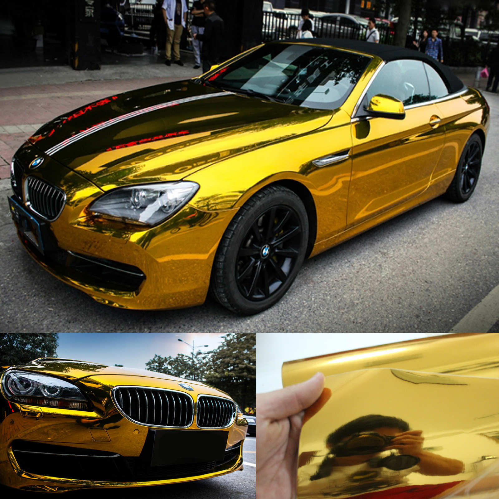 Gold – Car Wrap Satin Mirror Chrome Pearl Glossy Chameleon Vinyl Trim Sticker US