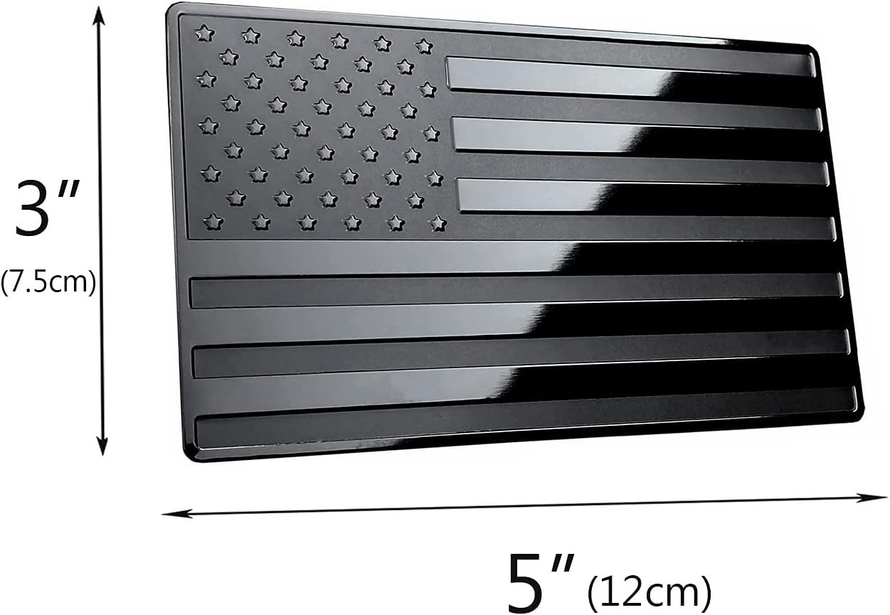 Universal Fit Black USA Flag Car Emblem – Durable 5″x3″ Stainless Steel Design