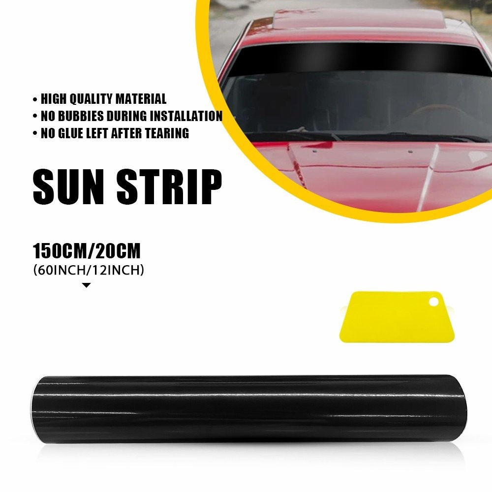 Windshield Decal Black Sun Visor Tint Film Front Window Trim Banner Anti-UV USA
