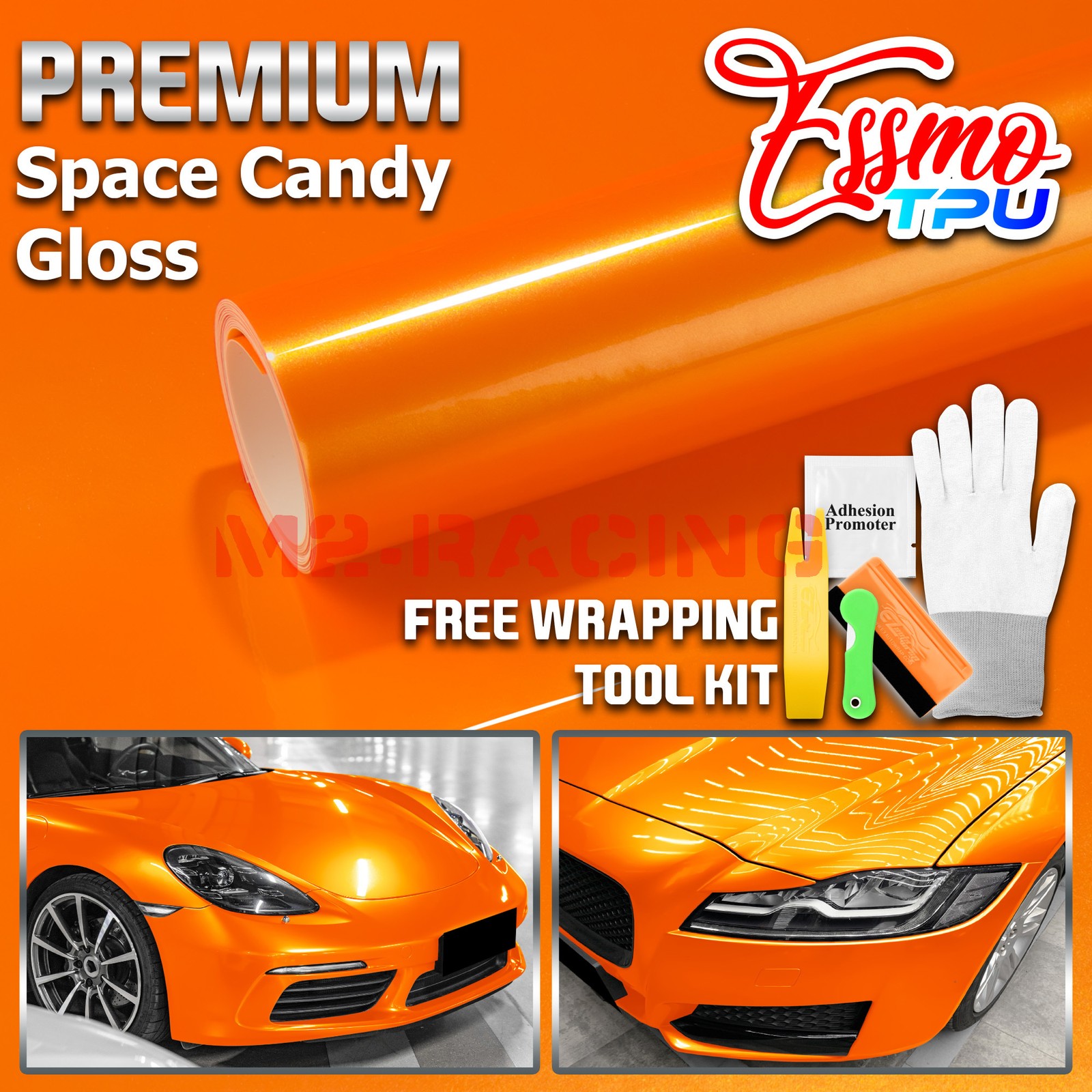 Space Candy Gloss Racing Orange TPU PPF Paint Protection Film Dry Wet Vinyl Wrap