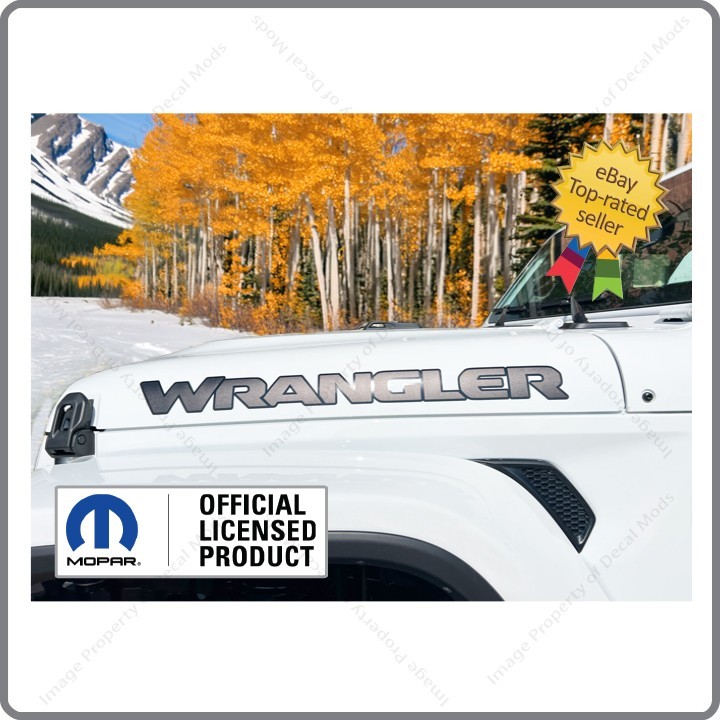 Set of 2 – Jeep WRANGLER JL Hood Decals Stickers UV Gloss and Matte Black UV1R1