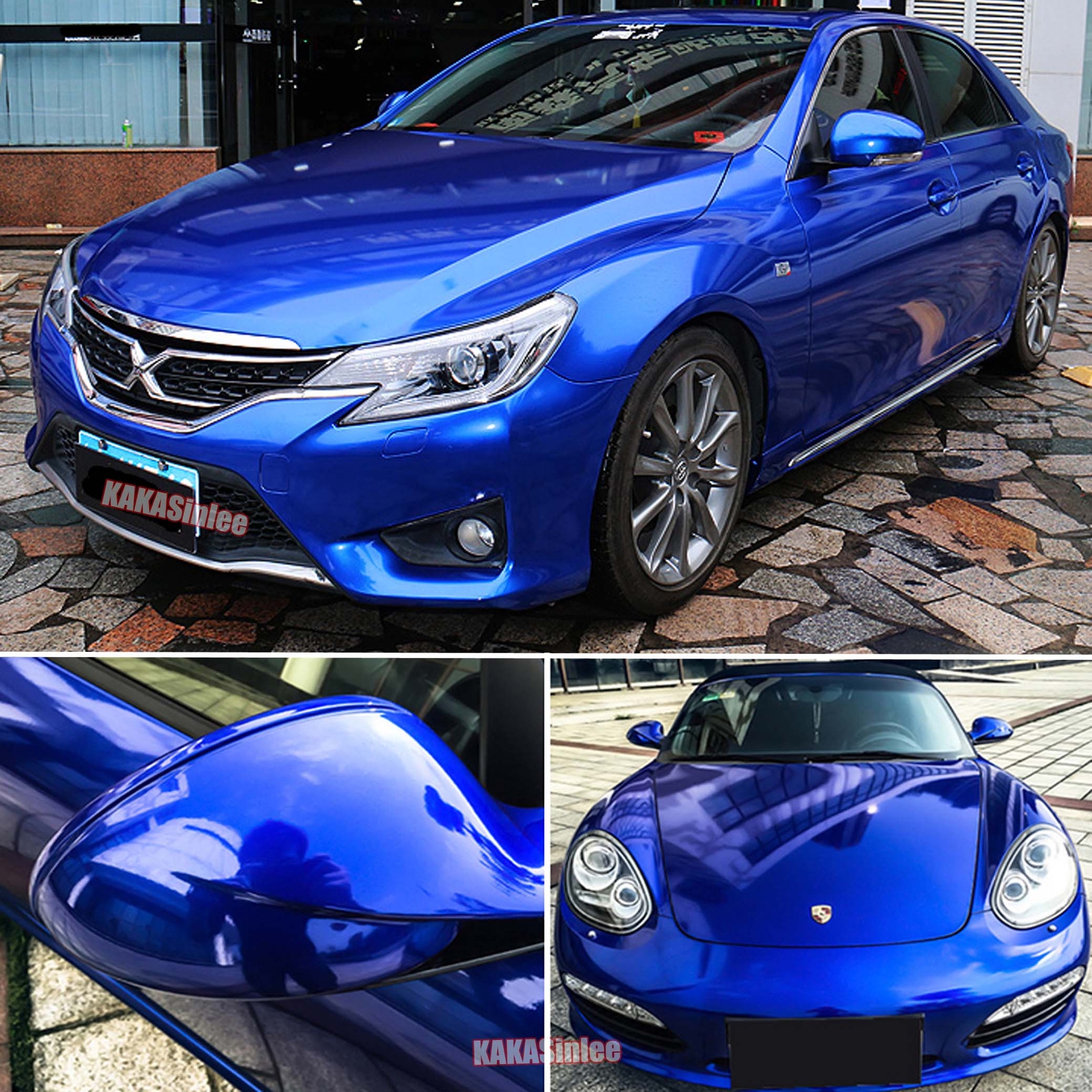 Blue Whole Car Wrap Pearl Glossy Sparkle Metallic Chrome Vinyl Decal Sticker AX