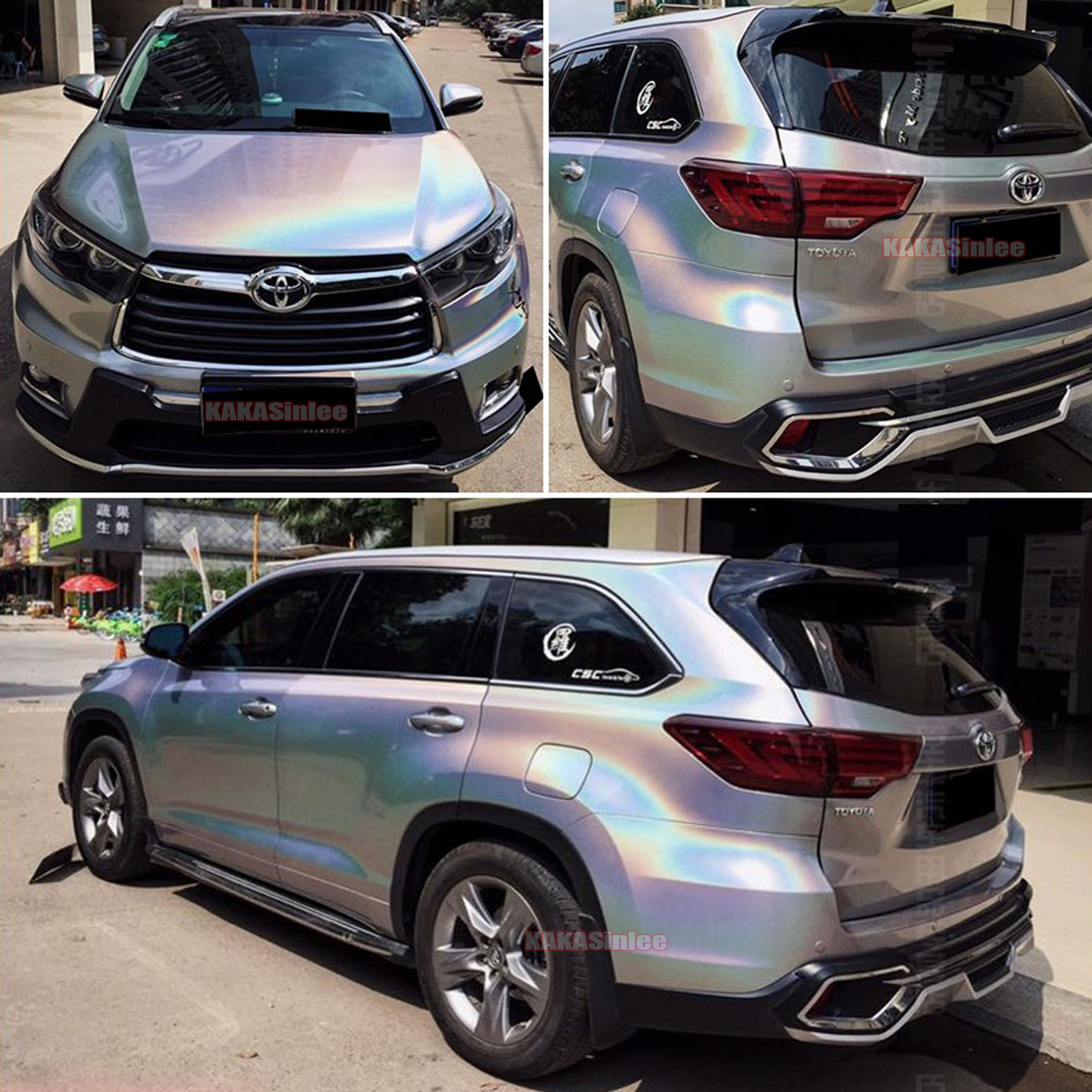 Silver Car Iridescence Mirror Chrome Holographic Laser Vinyl Wrap PVC Sticker US