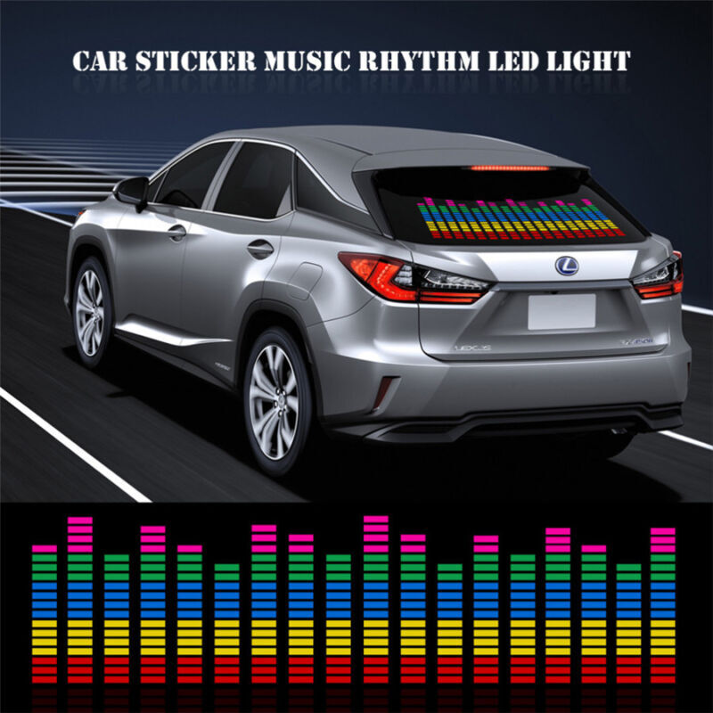 12V Car Music Rhythm Sticker LED Flash Light Sound Activated Equalizer Universal