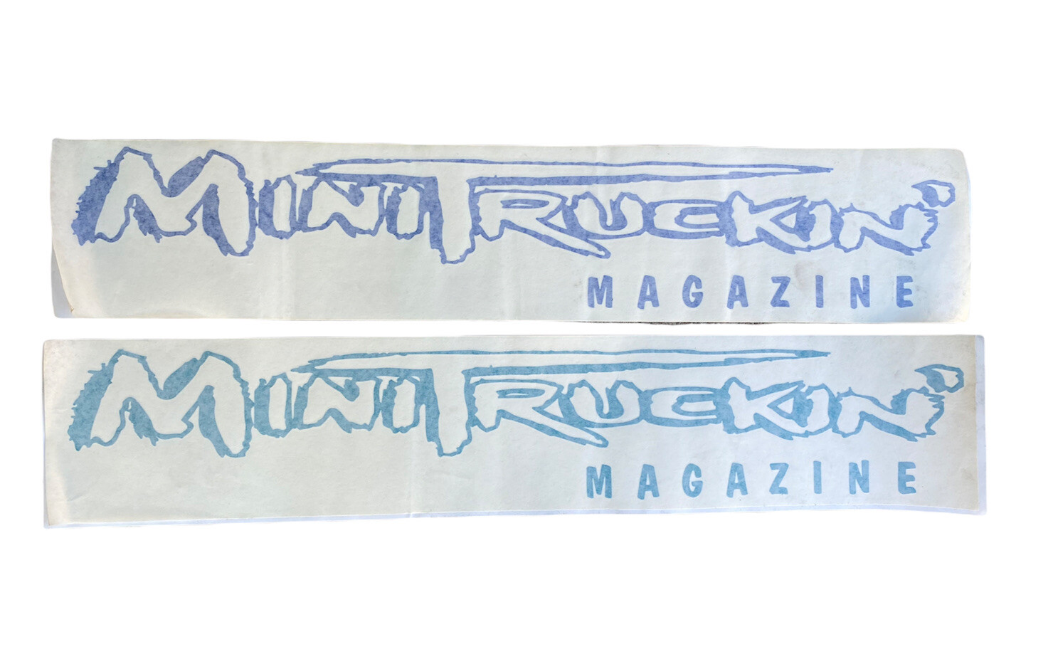 Vintage Mini Truckin Windshield Banner Vinyl Decal Sticker Dark Blue NOS