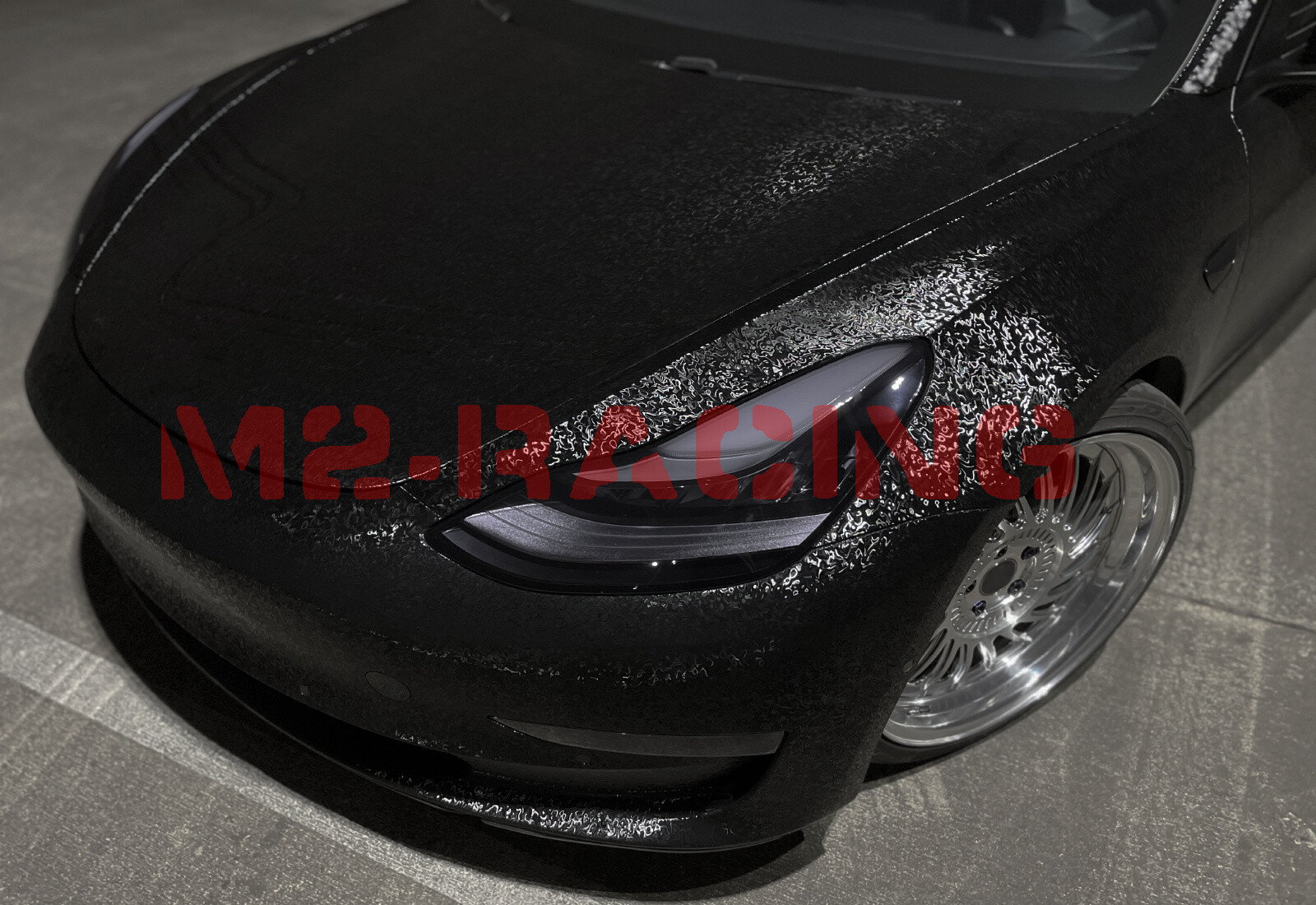 PET Damascus Steel Forged Carbon Fiber Black Car Vinyl Wrap Decal Sticker Film