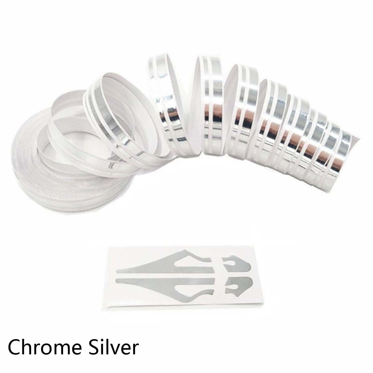 Chrome Silver Double Streamline PinStripe Tape Vinyl Decals Stickers Universal