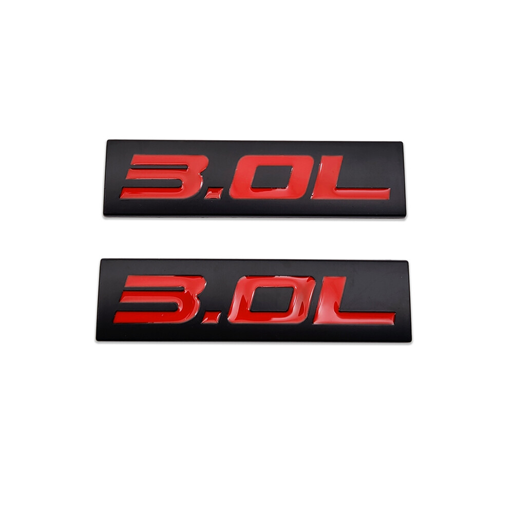2x Black&Red 1.5-7.3L Emblem Logo Side Badge Metal Sticker V6 Sport Turbo