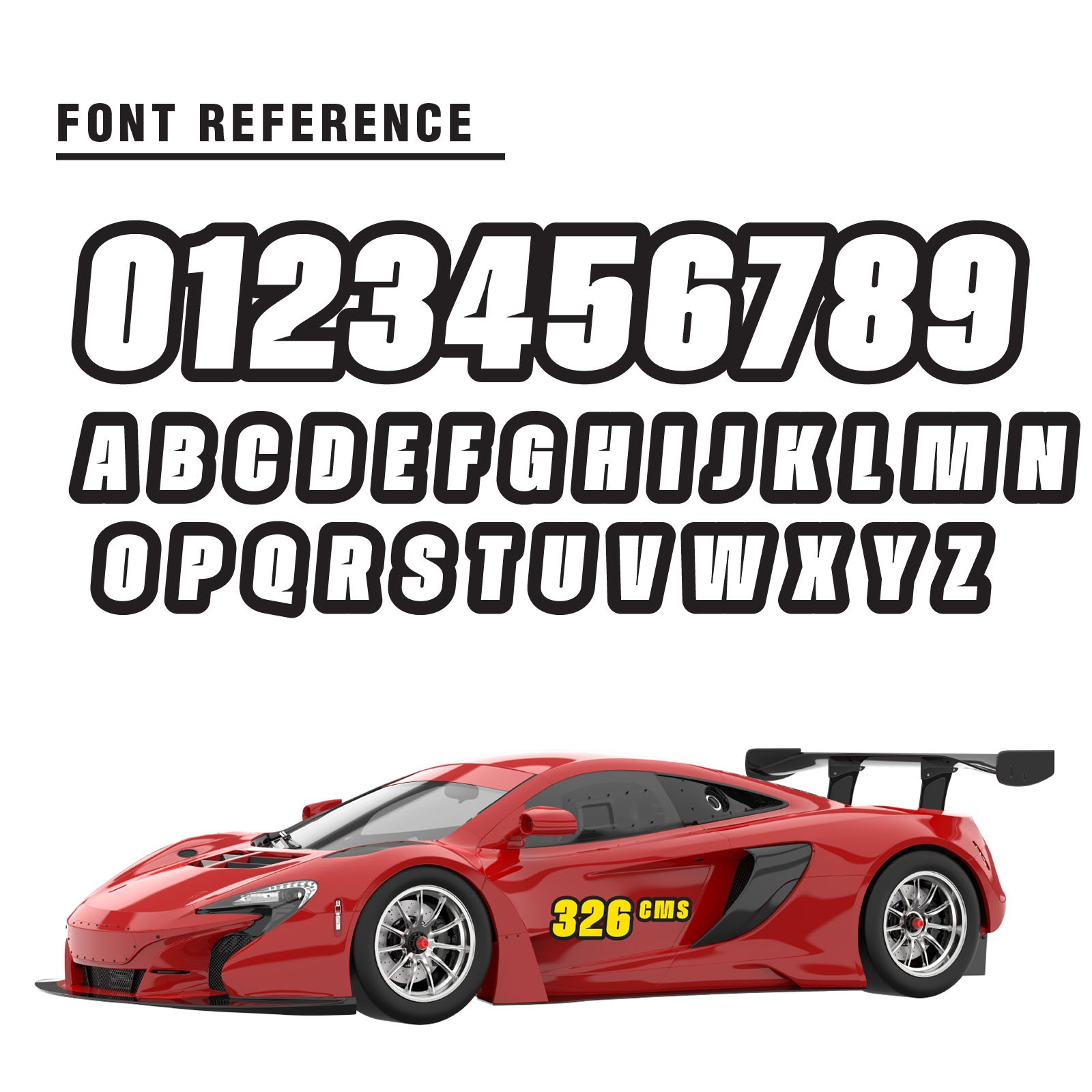 Custom Autocross Number Class Sticker Glossy x2 8,10,12-16 inch – Black Outline