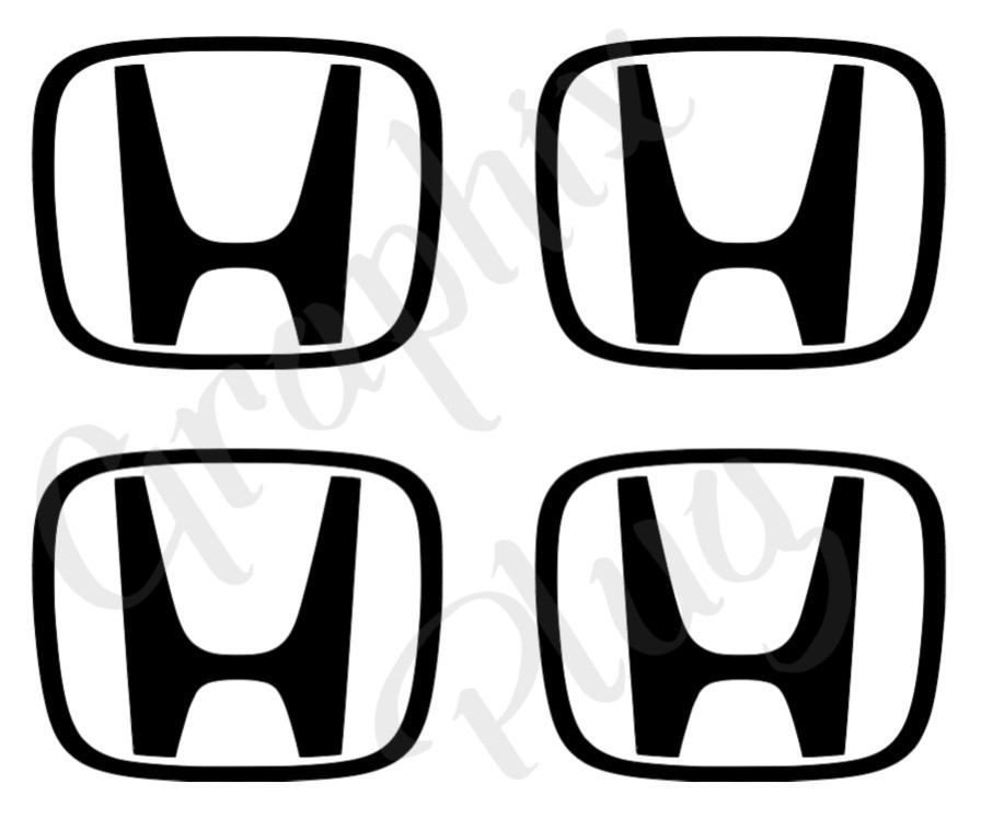 (4) Logo Sticker Wheel Center Caps Decal For Honda CIVIC ACCORD CRV Vtec Si