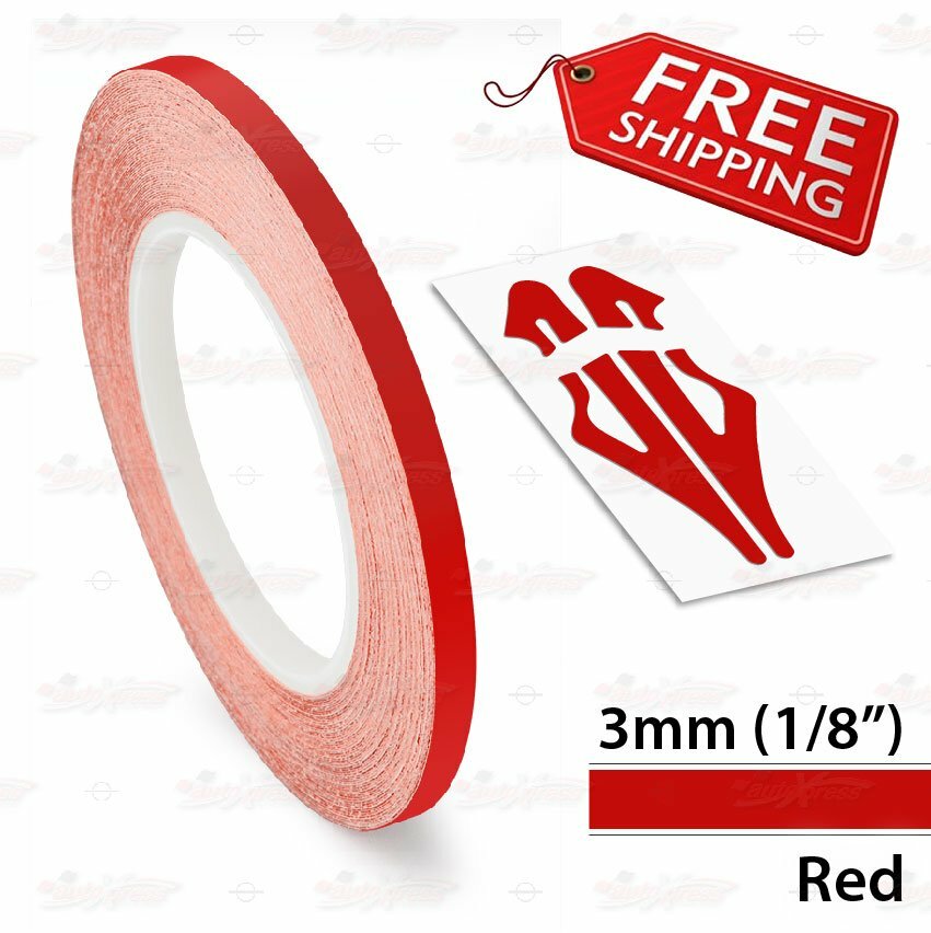 RED 3mm 1/8″ Roll PIN STRIPE PinStriping Trim Body Line TAPE Decal Vinyl Sticker