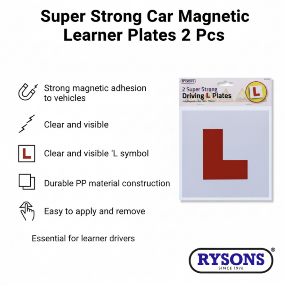 2x Rysons Super Strong FULLY Magnetic L Plates 18cm Legal Size Learner Driver