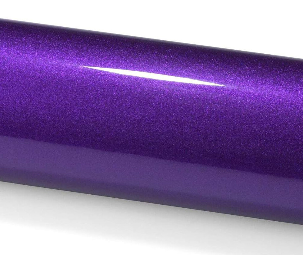 Purple Gloss Metallic Glitter PET Vinyl Film Wrap Sticker Decal Air Bubble Free