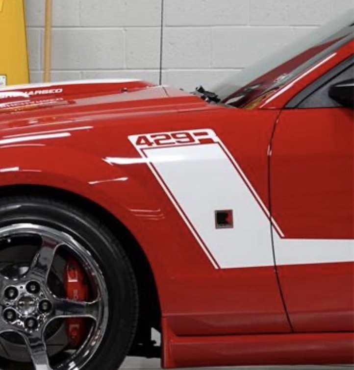 OEM ROUSH 429R SIDE DOOR GRAPHIC DECALS NEW 2PC SET FITS MUSTANG ORACLE