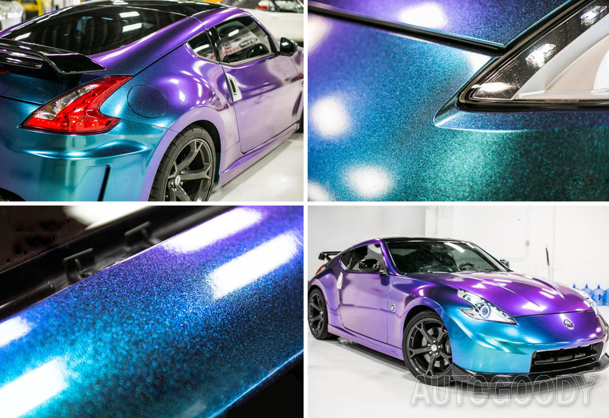 Premium Gloss Metallic Chameleon Purple Teal Vinyl Film Wrap Air Bubble Free