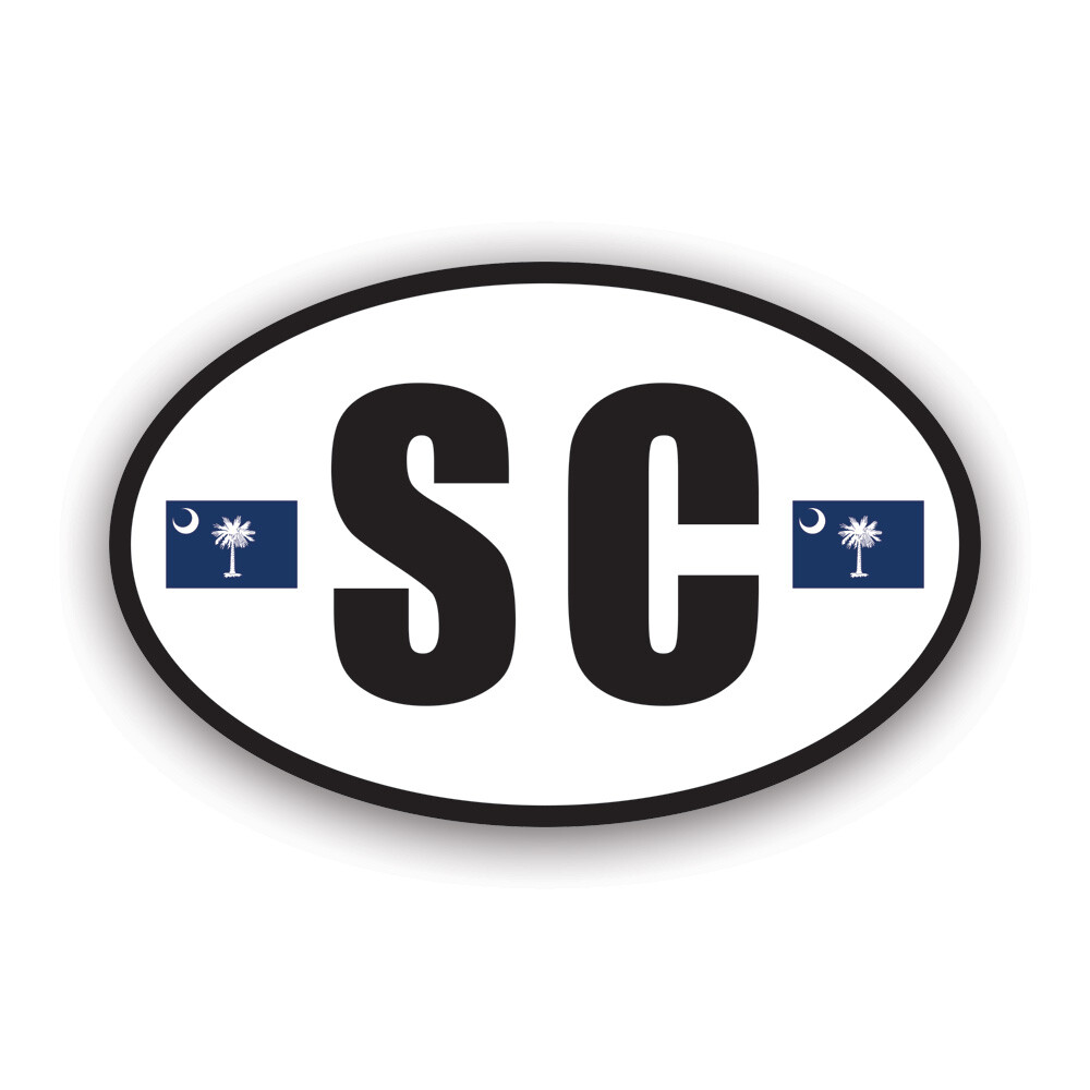 South Carolina Flag Oval Sticker Decal – Weatherproof – v3 sc euro