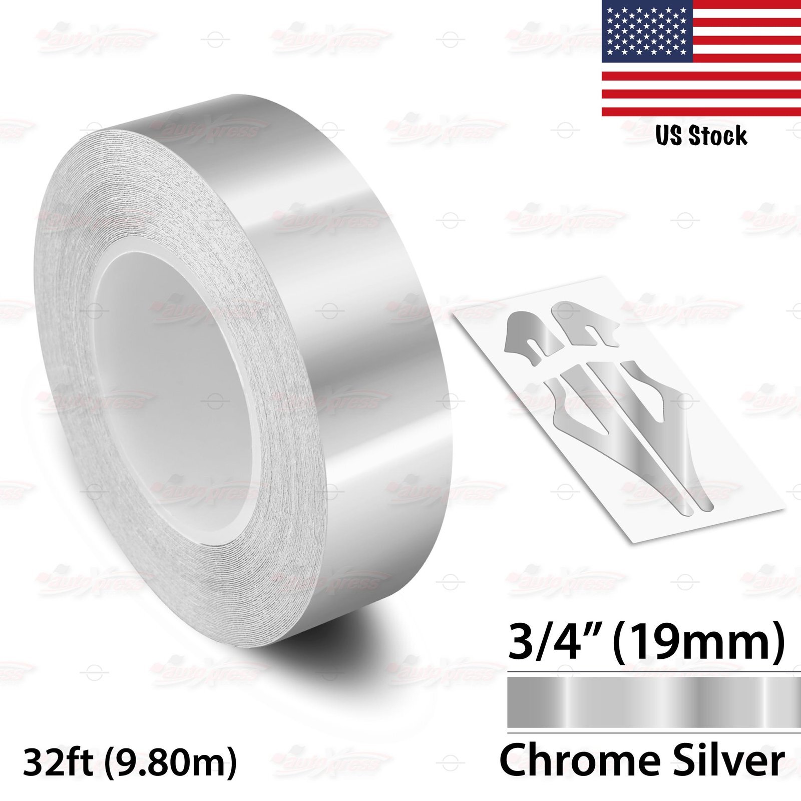 3/4″ Roll Vinyl Pinstriping Pin Stripe Line Tape Car Sticker 19mm CHROME SILVER