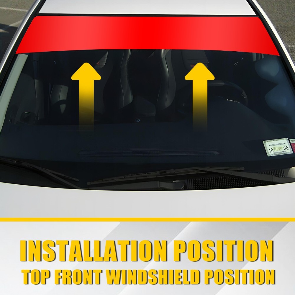 60″x10″ Red Window Sun Visor For DIY Car Front Windshield Strip Vinyl Sticker US