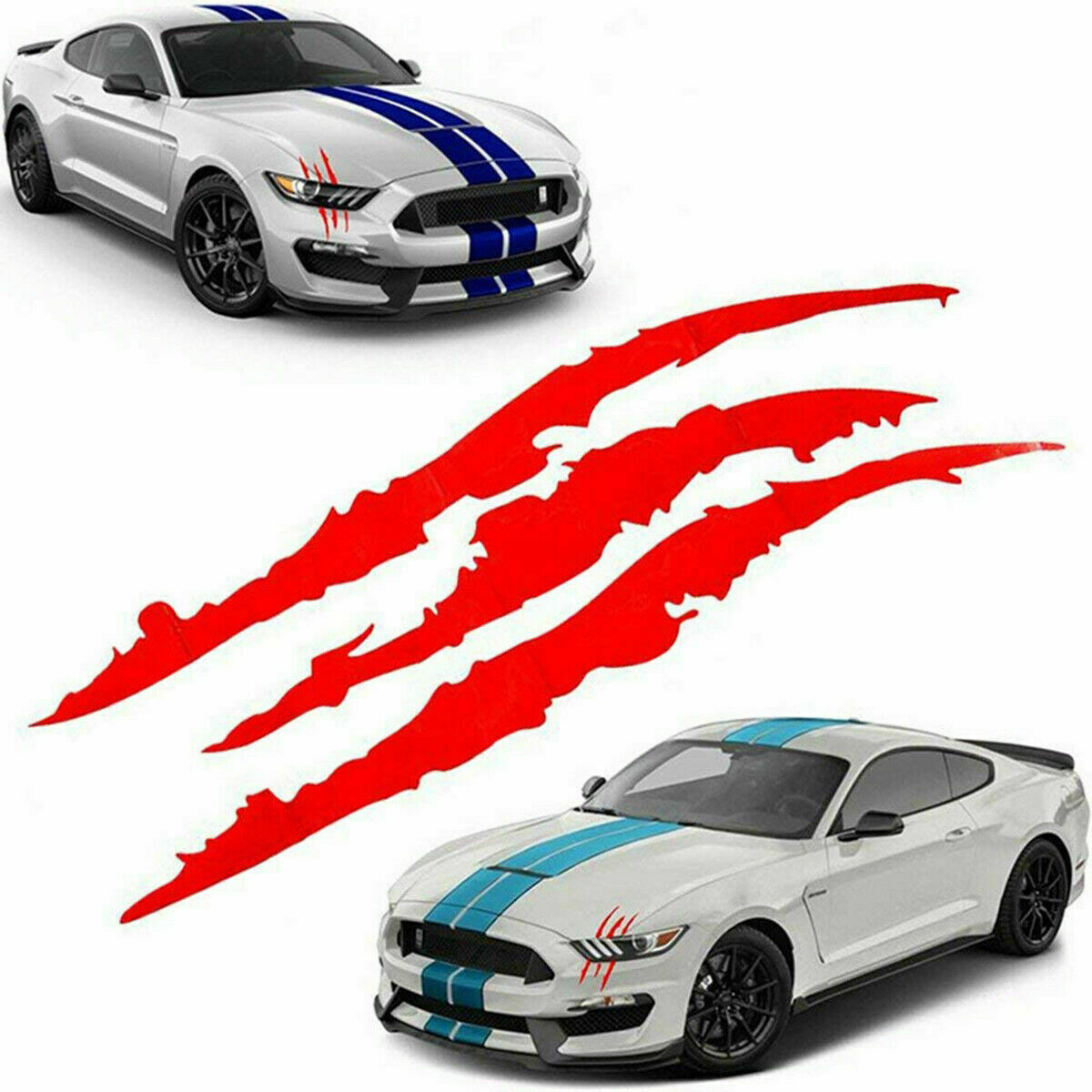 Red Monster Claw Scratch Stickers for Car Body Hood Side Fender 3pcs set