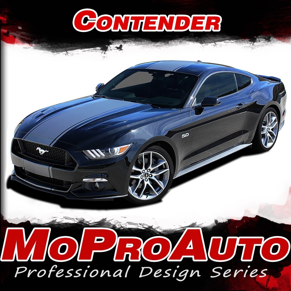 2015-2017 CONTENDER Ford Mustang Wide Center Hood Stripe 3M Vinyl Graphic Decal