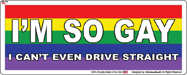 I’M SO GAY (2-Pack, 9″ x 3″) Full Color Printed Vinyl Decal Bumper Sticker
